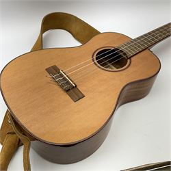 Modern Kala ukulele with acacia back and sides, spruce top and mahogany neck with slotted headstock No. KA-ABP-CTG 1801 L76cm in Tanglewood carrying case; and PG-05 Portable 5W Guitar Amplifier (Battery), boxed (2)