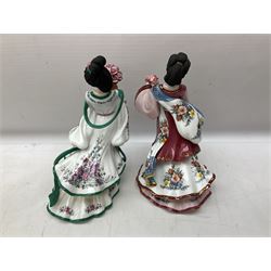 Five Danbury Mint Princess figures by Lena Liu, comprising Harp Princess, Plum Blossom Princess, Chrysanthemum Princess, Rose Princess and Iris Princess, one with certificate, all with marks beneath