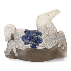 Sarah Noel (1961-), raku slab sculpture modelled as a horse, H14cm