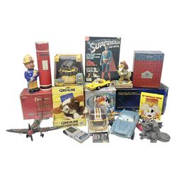Disney Showcase Collection ‘Ever Willing Ever Ready’ figurine in original box, with further assorted figures and toys to include Danger Mouse, Gremlins, Wall-E etc, in two boxes 