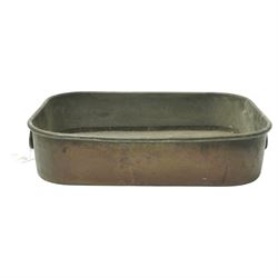 19th century copper cooking pan with liner engraved with a Ducal coronet and initials and with loop handles 52cm x 41cm