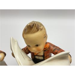 Thirty Hummel figures by Goebel, to include Saluting the Peacekeepers of Operation Joint Endeavor, on wooden plinth, Call to Glory, Celebrate with Song and Soldier Boy