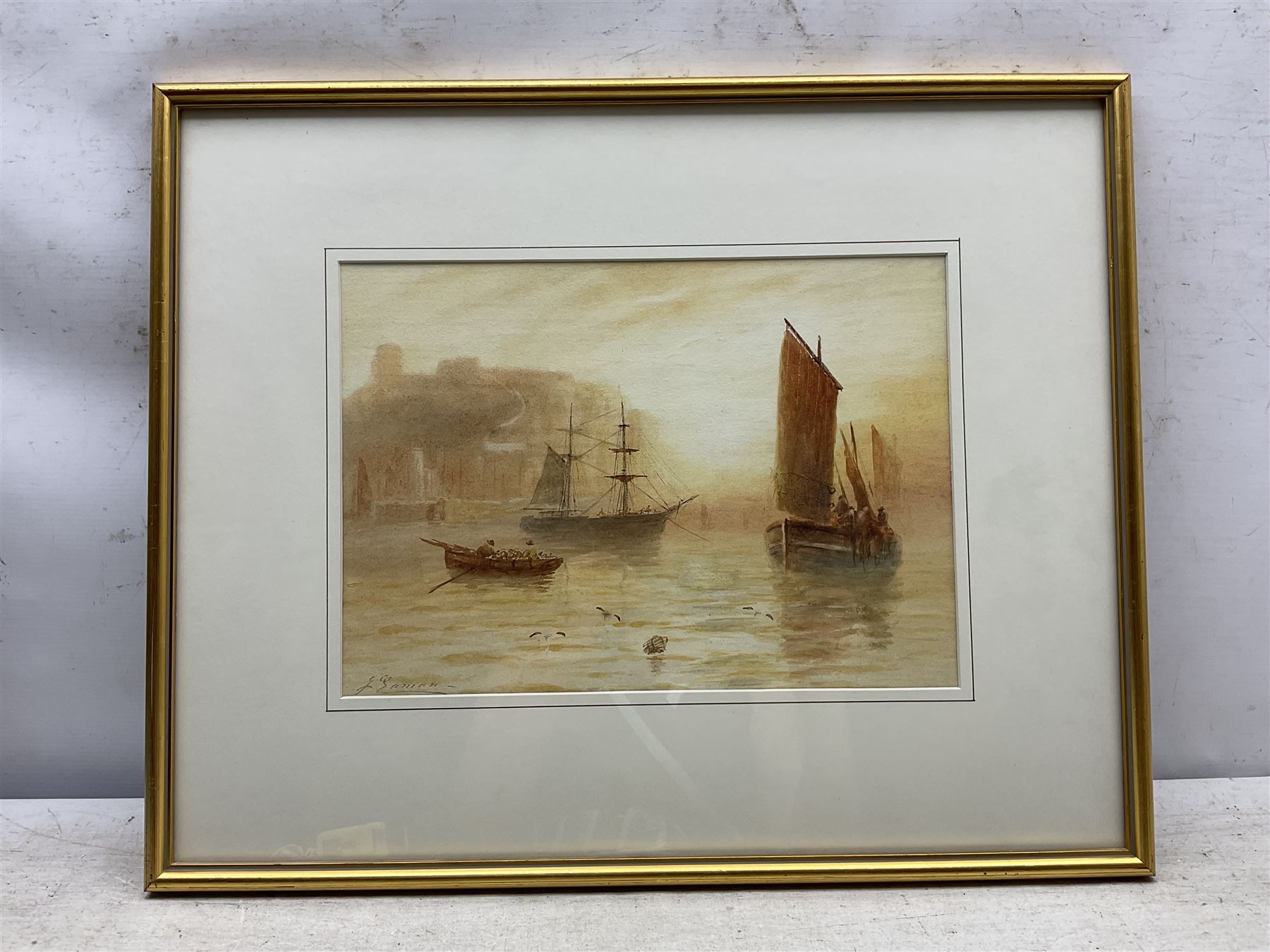 Joseph Eaman (British 1853-1907): Sunset Over Scarborough, watercolour signed 24cm x 34cm 