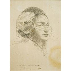 Pietro Annigoni OMRI (Italian 1910-1988): Portrait of a Veiled Lady, pencil drawing signed inscribed and dated 'XLIX' 20cm x 15cm