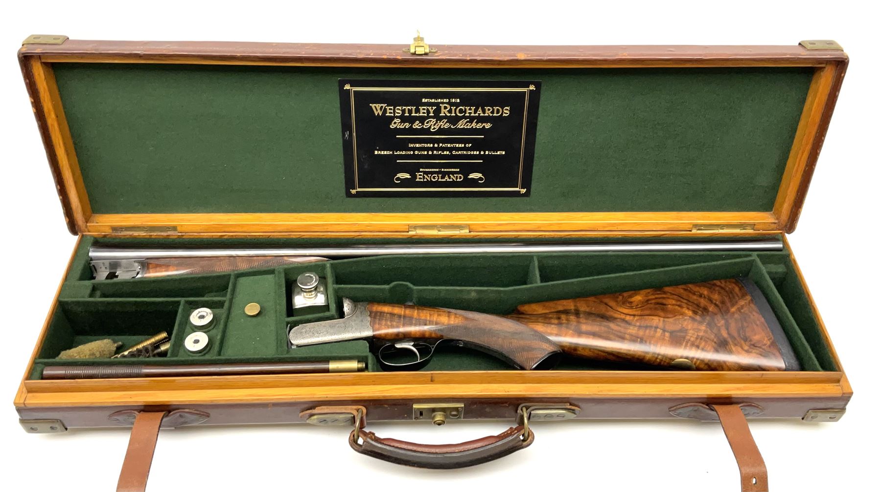 Very fine Westley Richards 12-bore side-by-side double barrel boxlock ejector live pigeon sporting gun, c1910, very heavy and thick 76.5cm blued tightly choked barrels with 2.5