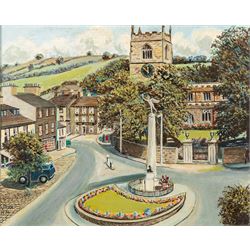 E Mace (British 20th century): Skipton Town Square, oil on board signed and dated 1974, 39.5cm x 49.5cm; Vivien R* (British 20th century): The Humber Estuary, gouache indistinctly signed and dated '93, 24cm x 34.5cm (2)