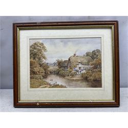 John Cecil Lund (British 1932-): 'Monday Morning - Walton' and 'Village Pond', two watercolours signed, titled on the mount, max 19cm x 32cm (2)