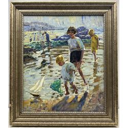 Follower of Dorothea Sharp (British 1874-1955): Children on the Beach, oil on canvas unsigned 59cm x 49cm