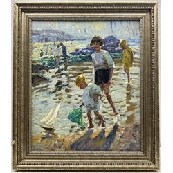 Follower of Dorothea Sharp (British 1874-1955): Children on the Beach, oil on canvas unsigned 59cm x 49cm