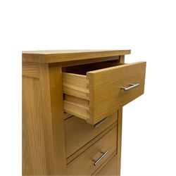Light oak six drawer pedestal chest