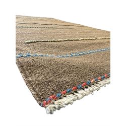 Shiraz Kilim rug, decorated with multi-coloured and patterned horizontal lines 
