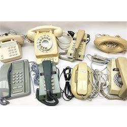 Collection of vintage telephones, including three trimphones. 