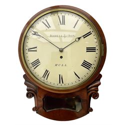 A single fusee 8-day drop dial mahogany 