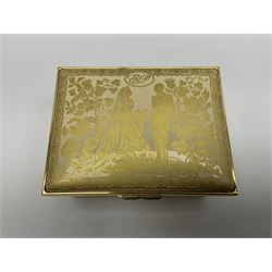 Two Halcyon Days enamel boxes, both of rectangular form, the first depicting Buckingham Palace, 'To Celebrate the Golden Jubilee of Her Majesty Queen Elizabeth', the second depicting the marriage of The Queen and Prince Philip, in celebration of their Diamond Wedding Anniversary, H4cm, W8.5cm, both boxed