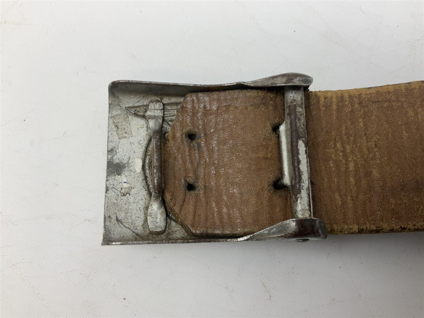 WW2 German 'SS' leather belt with six pouches (one containing unused