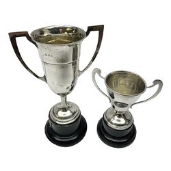 Two hallmarked silver trophies, tallest H15.5cm