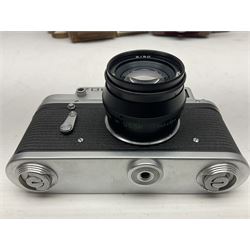 Zorki-4K camera body, serial no 74334713 with 'Jupiter-8 2/50' lens serial no 7454365, Zorki-4 camera body serial no 71012418 with 'Jupiter-8 2/50' lens serial no 0174594, and three other cameras 