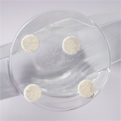 Pair of Lalique 'Ravelana' clear and frosted glass candlesticks inscribed 'Lalique, France' H22cm
