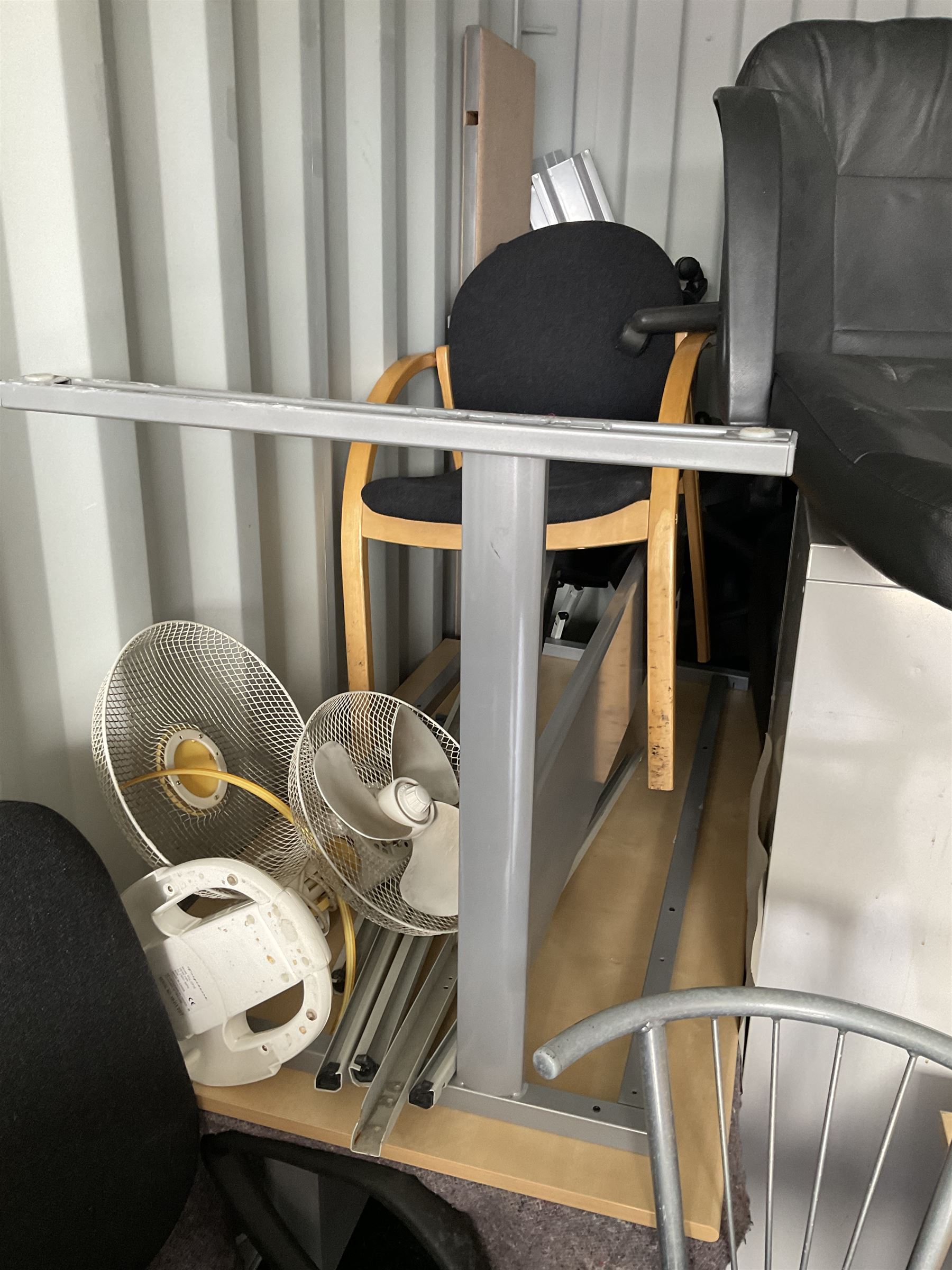 Job lot of office furniture, chairs, filing cabinets,desk fans, suspension files, pens, pedestals etc - THIS LOT IS TO BE COLLECTED BY APPOINTMENT FROM DUGGLEBY STORAGE, GREAT HILL, EASTFIELD, SCARBOROUGH, YO11 3TX