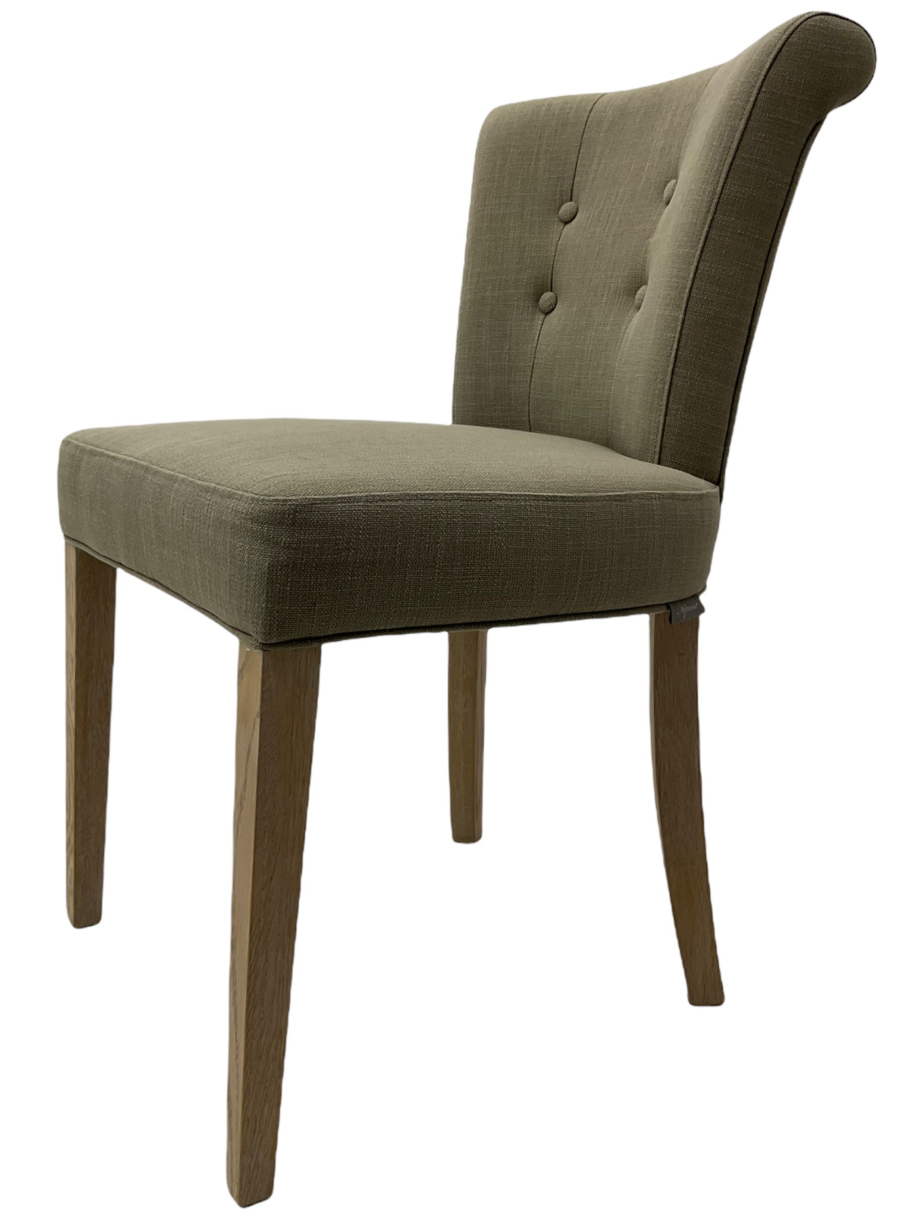 Neptune Furniture - Calverston set of four curved back dining chairs with Clara Natural buttoned upholstery, pale oak legs