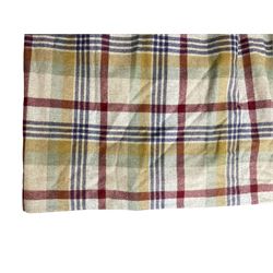 Pair of thermal lined curtains in checkered fabric with pinch pleated headers, width at header - 130cm, drop - 226cm 