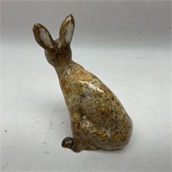 Two Winstanley hares, with glass eyes, sizes 1 and 5, H12.5cm and H31cm (2)