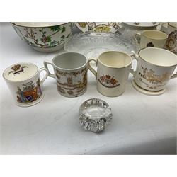 Spode limited edition Green Howards Loving Cup, no. 251/300, Coronation of King George pressed glass dish, Edward VII Coronation mug and other ceramics 
