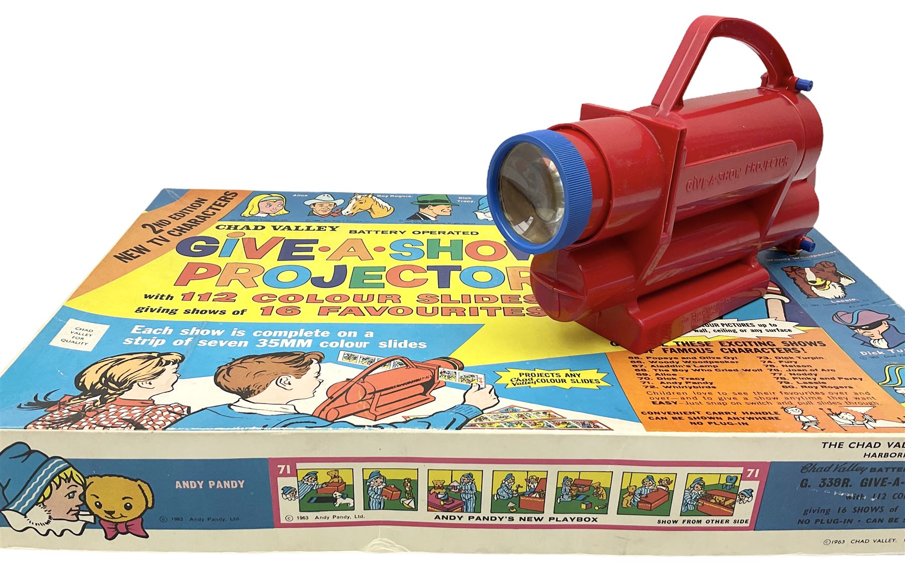 Chad Valley battery operated Give-A-Show projector, boxed with quantity of slides; and two extra boxes of slides Sets J & K (3)