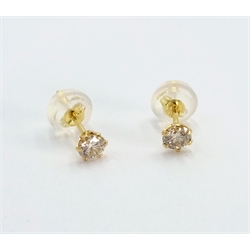  Pair of 18ct gold diamond stud ear-rings stamped K18 approx 0.2 carat  