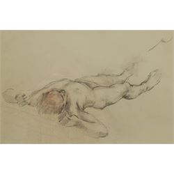 Constance Anne Parker (British 1921-2016): Reclining Nude, pencil and crayon unsigned 22cm x 33cm