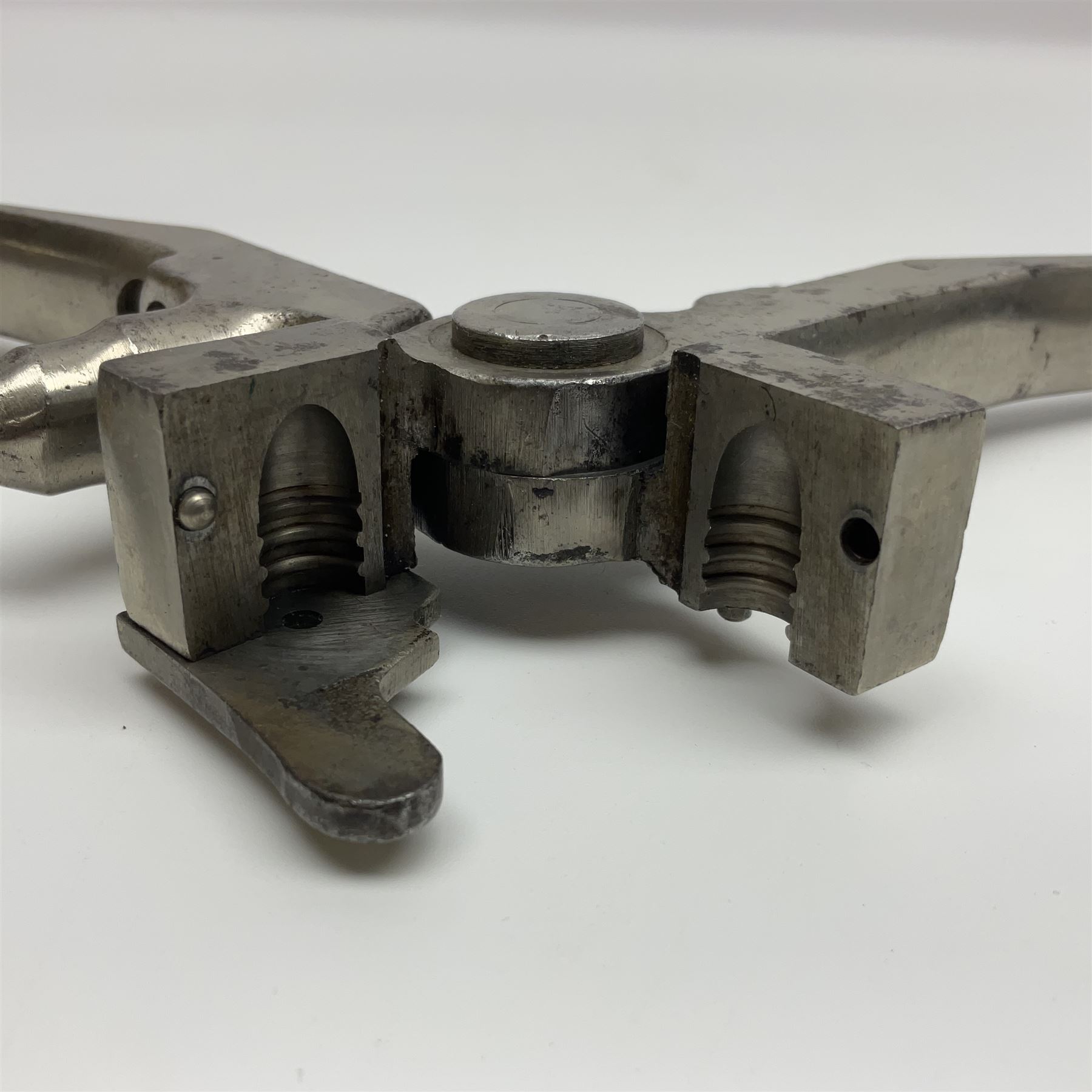 Smith & Wesson Russian .44 calibre Ideal nickel plated iron loading tool incorporating bullet mould L23cm