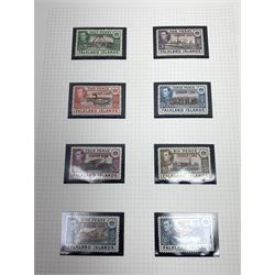 Falkland Islands, King Edward VII and later stamps, including 1904-12 values to one shilling unused, King George V 1912-20 values to five shillings unused etc, housed on pages