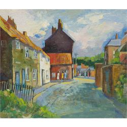 Ethel Blackburn (British 1907-2005): 'Cambridge Place Scarborough', oil on board signed with initials and dated 1990, titled verso 41cm x 48cm (unframed)