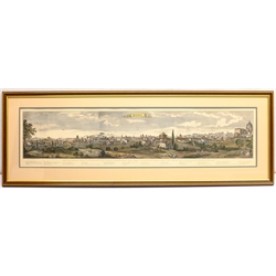 After Giovanni Volpato (Italian 1735–1803): 'Roma' - Panoramic View of Rome from Mount Mario, reproduction coloured engraving 24cm x 100cm