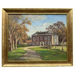 Owen Bowen (Staithes Group 1873-1967): 'Marton Hall School', Bridlington, oil on board signed, titled and dated 1963 verso on artists label 39.5cm x 50cm