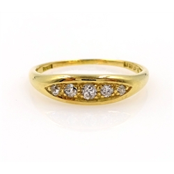  18ct gold five stone diamond gypsy ring, Chester 1915  