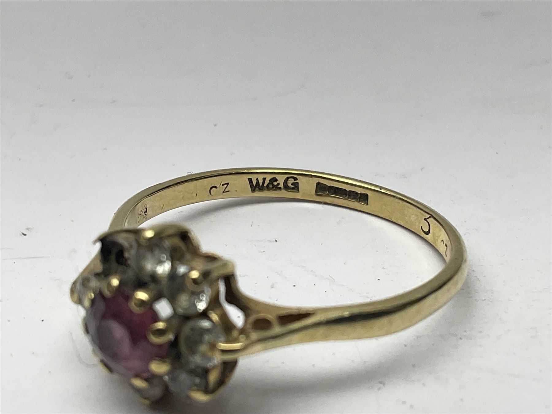 9ct gold pear butterfly brooch, 9ct gold stone set ring and an silver fob watch, all stamped or hallmarked 