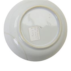 Amsterdam bont teapot, decorated with a basket of flowers, together with two Amsterdam bont saucers of similar design and five other saucers  