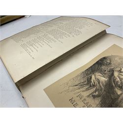 The Library Shakspeare Illustrated by Sir John Gilbert, George Cruikshank and R. Dudley with laid-in colour plates, three volumes, uniformly bound in half leather with a.e.g.