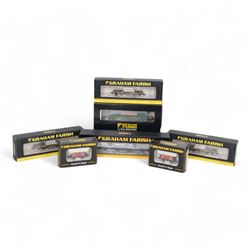 Graham Farish 'N' gauge rolling stock, comprising 373-785 Set of TTA Tank Wagons Shell Black Weathered, two 377801 FNA Nuclear Flask Wagon Flat Floor 550023, 377802 FNA Nuclear Flask Wagon Sloping Floor 550038, two 377075Y 7 Plank Wagons Leamington Priors and 377350 International Bogie Wagon with 45 Containers 'Seawheel', all boxed 