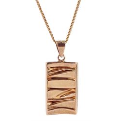 Silver-gilt abstract design pendant necklace, stamped 925