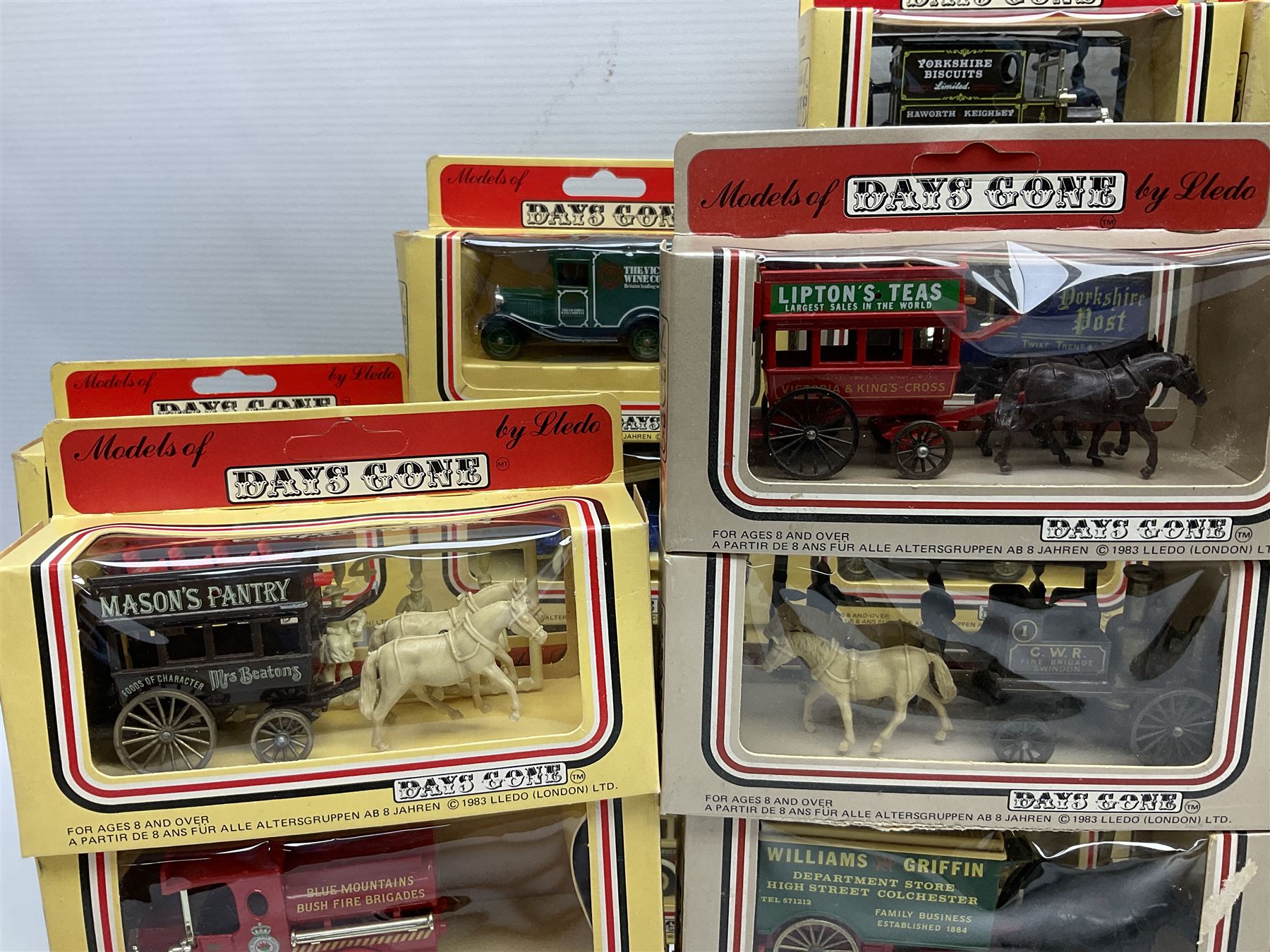 Fifty-two 1980's Days Gone/ Lledo die-cast models including Horse and Carts, all boxed (52)