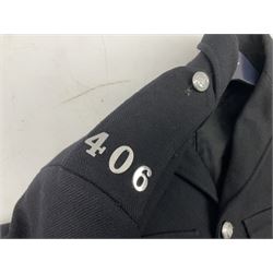 Hull City Police - vintage tunic with matching cape, collar no.H460; another tunic with WW2 medal ribbon bar; early sergeant's tunic; and later sergeant's tunic (5)