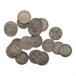Approximately 216 grams of Great British pre-1920 silver one florin coins, including some Queen Victoria 'Gothic' florins
