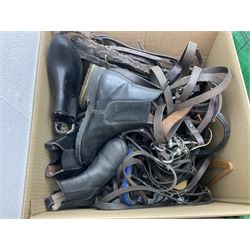 Quantity of horse tack to include bits, bridles, lunging equipment, brushing boots, tail guards, jodpa boots etc  