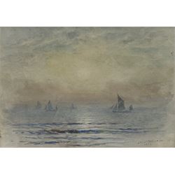 Joseph Arthur Palliser Severn RI ROI (British 1842-1931): Fishing Boats at Sunset, watercolour signed and dated 1904, 12cm x 17cm
Provenance: with The Parker Gallery, Albermarle St. London