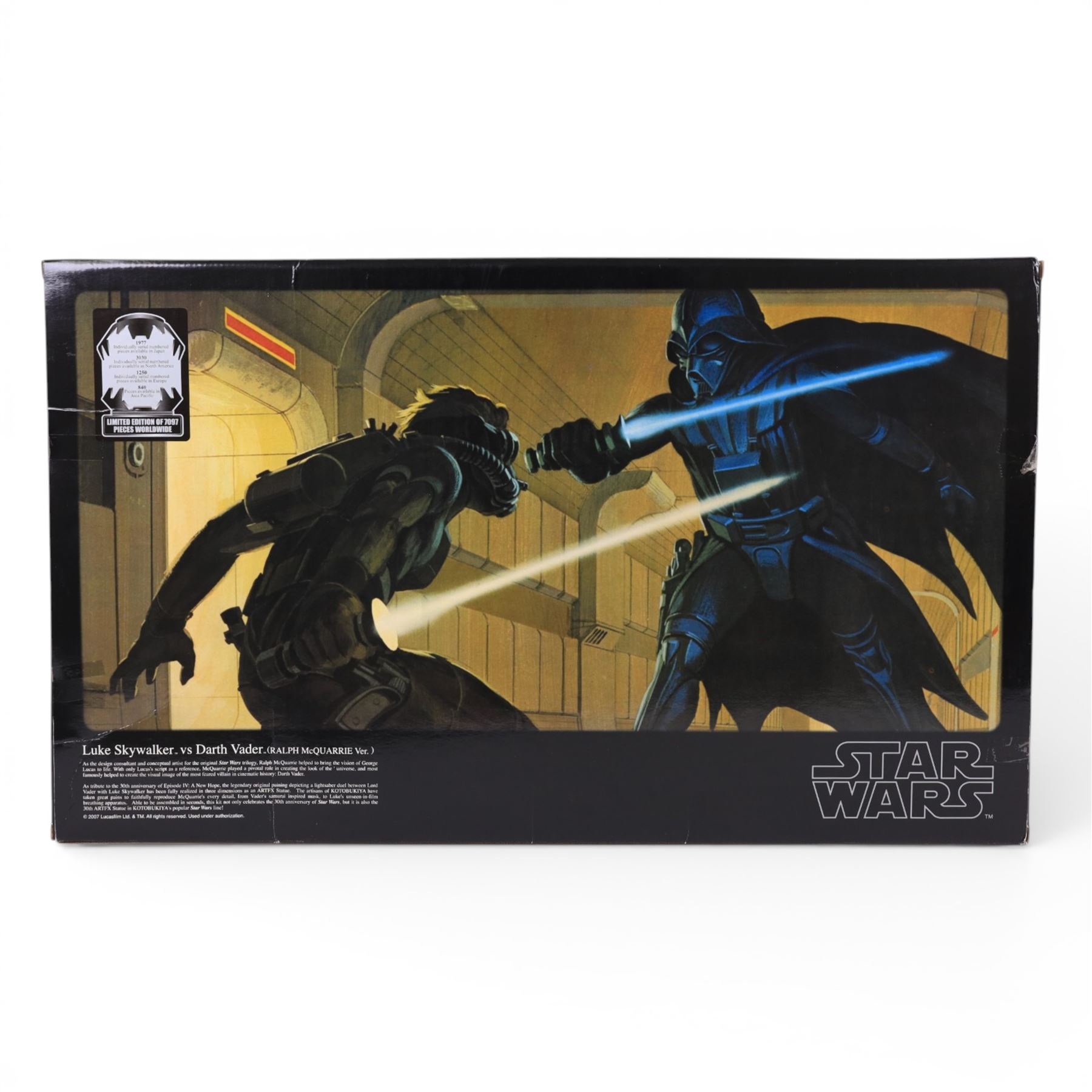 Limited edition Kotabukiya Craftsmanship Art FX Star Wars 1:7 scale pre-painted model kit 'Luke Skywalker vs. Darth Vader (Ralph Mcquarrie Version)', boxed with instructions
