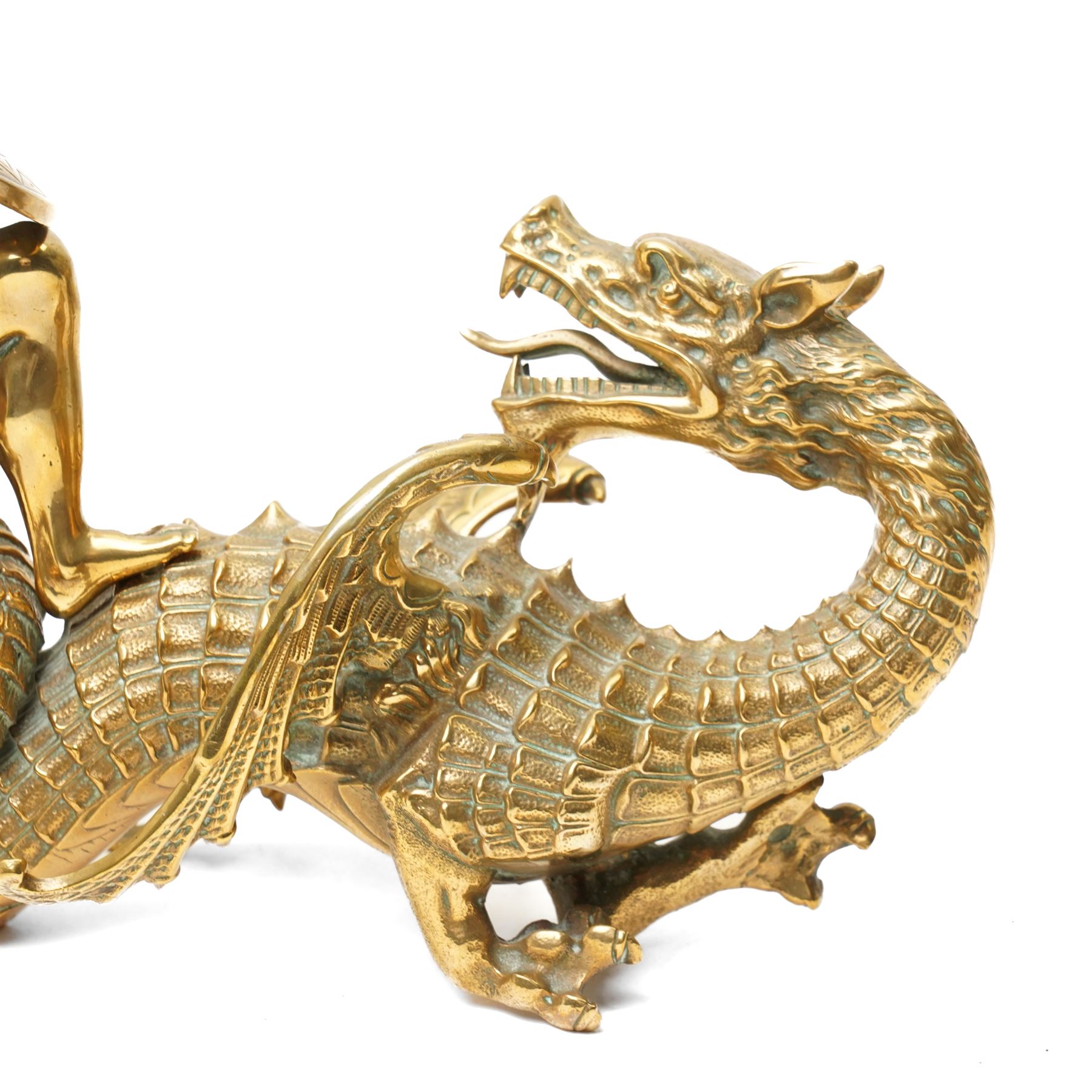 Brass George & the dragon group W36cm and a brass eagle H46cm