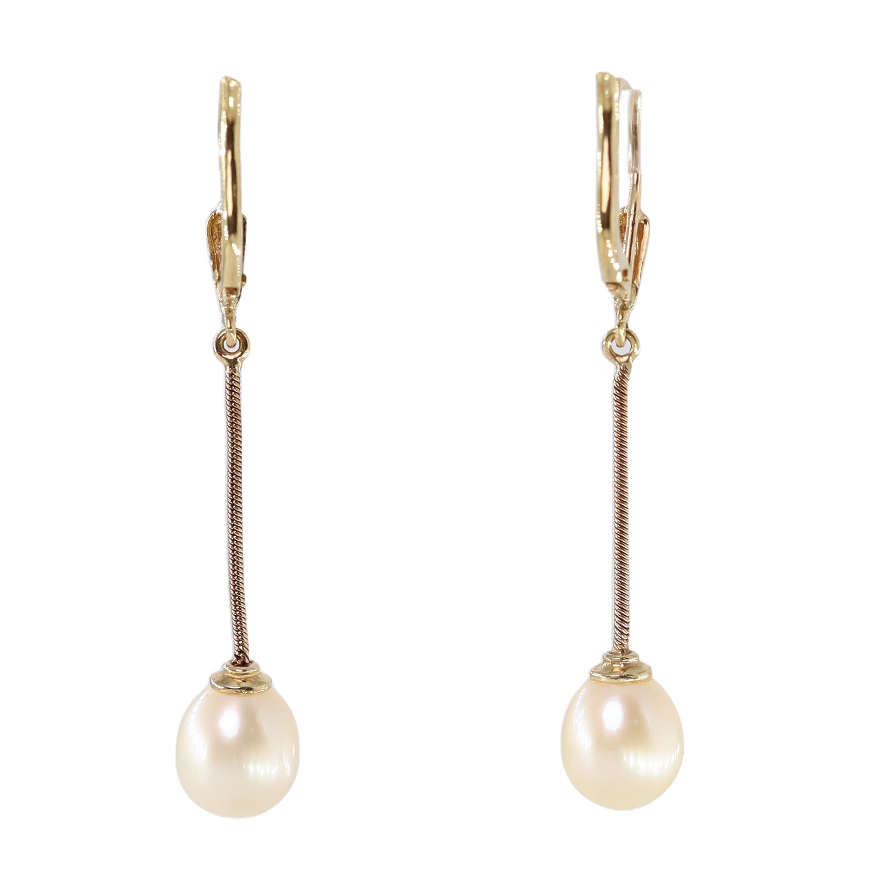 Pair of gold pearl and diamond stud earrings, and one other pair, both 9ct