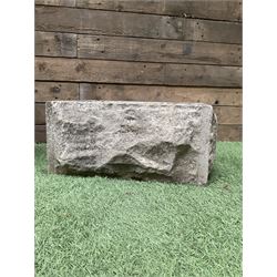 Cast stone garden urn, circular planter and a small rectangular planter